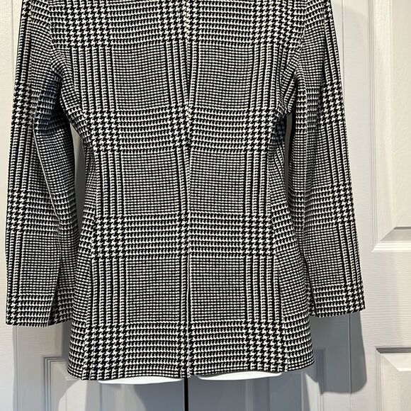 Norma Kamali Black/White Ponte Plaid Houndstooth Blazer Size S - Picture 12 of 16